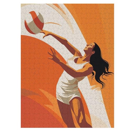 Volleyball 500 Teile Puzzles, Wood Craft, Hochwertiges Modernes Puzzle, DIY, Für Erwachsene Und Kinder Ab 12 Jahren Holz, Puzzle （55×41cm） von AAPZY