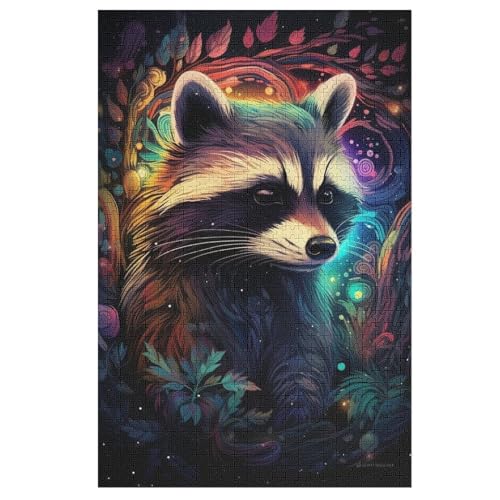 Waschbär Holzpuzzle 1000 Teile, Knobelspiele Für Erwachsene, Teenager, Puzzles Unmögliche - Kinder Puzzle Zimmer Deko （78×53cm） von AAPZY