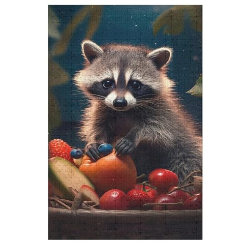 Waschbär Puzzle 1000 Teile,Puzzles Für Erwachsene, Impossible Puzzle, Geschicklichkeitsspiel Für Die Ganze Familie, Puzzle Kinder,Holzpuzzle-Geschenk,Raumdekoration, 78×53cm von AAPZY