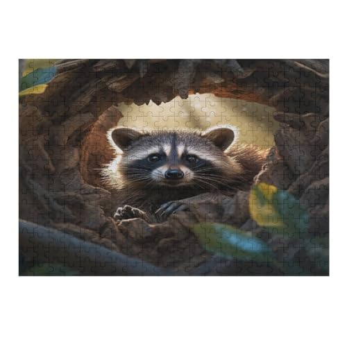 Waschbär Puzzles 300 Teile Erwachsener Kniffel Spaß Für Die Ganze Familie - 300 Puzzleteilige Motive, Holzpuzzle Kinder Erwachsene, Impossible Puzzle Schwer （40×28cm） von AAPZY