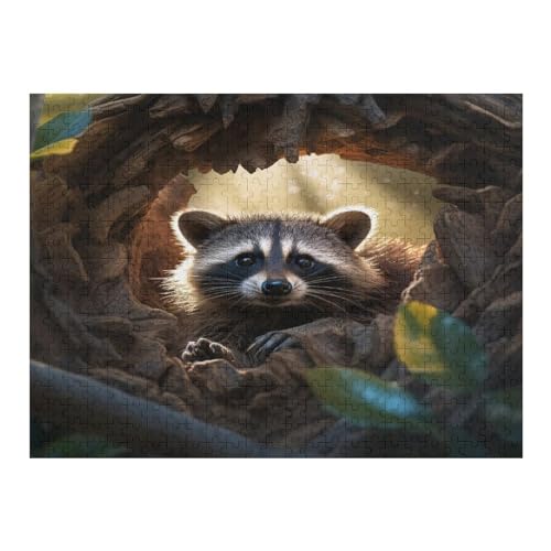 Waschbär Puzzles 500 Teile Erwachsener Kniffel Spaß Für Die Ganze Familie - 500 Puzzleteilige Motive, Holzpuzzle Kinder Erwachsene, Impossible Puzzle Schwer （52×38cm） von AAPZY