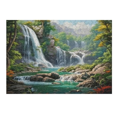 Wasserfall Puzzle 300 Teile,Puzzles Für Erwachsene, Impossible Puzzle, Geschicklichkeitsspiel Für Die Ganze Familie, Puzzle Kinder,Holzpuzzle-Geschenk,Raumdekoration, （40×28cm） von AAPZY