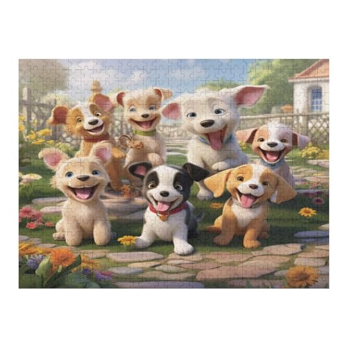 Welpen Puzzle 500 Teile,Puzzles Für Erwachsene, Impossible Puzzle, Geschicklichkeitsspiel Für Die Ganze Familie, Puzzle Kinder,Holzpuzzle-Geschenk,Raumdekoration, （52×38cm） von AAPZY