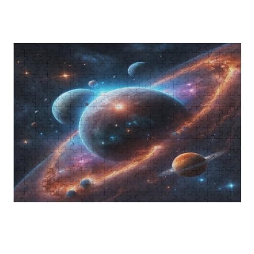 Weltraumplanet Holzpuzzle 300 Teile, Knobelspiele Für Erwachsene, Teenager, Puzzles Unmögliche - Kinder Puzzle Zimmer Deko （40×28cm） von AAPZY