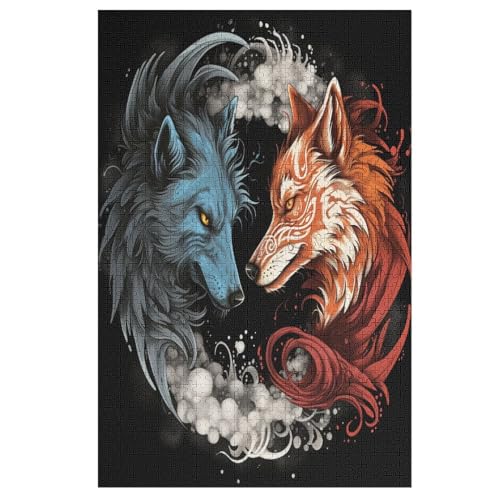 Wolf,1000 Teile,Holzpuzzle,einzigartiges Puzzle,kreatives Puzzle,Geschenk Für Erwachsene,Familienspiel,Herausforderungsaktivität,（78×53cm） von AAPZY