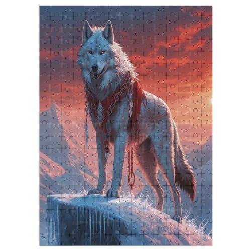 Wolf,300 Teile,Holzpuzzle,einzigartiges Puzzle,kreatives Puzzle,Geschenk Für Erwachsene,Familienspiel,Herausforderungsaktivität,42×30cm von AAPZY