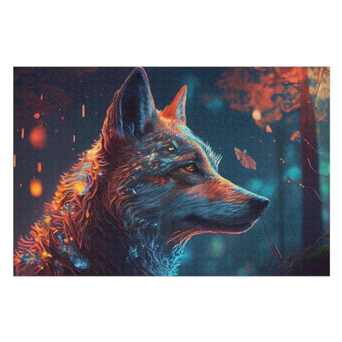 Wolf 1000 Teile Premium-Puzzles Für Erwachsene Kinder- Holzpuzzles Spaß Und Lernspiele - Perfekte Puzzle-Geschenke （75×50cm） von AAPZY