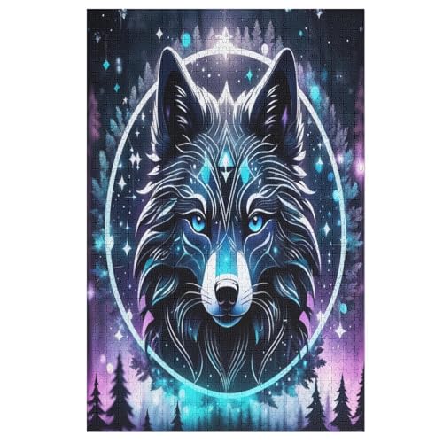 Wolf 1000 Teile Premium-Puzzles Für Erwachsene Kinder- Holzpuzzles Spaß Und Lernspiele - Perfekte Puzzle-Geschenke 78×53cm von AAPZY