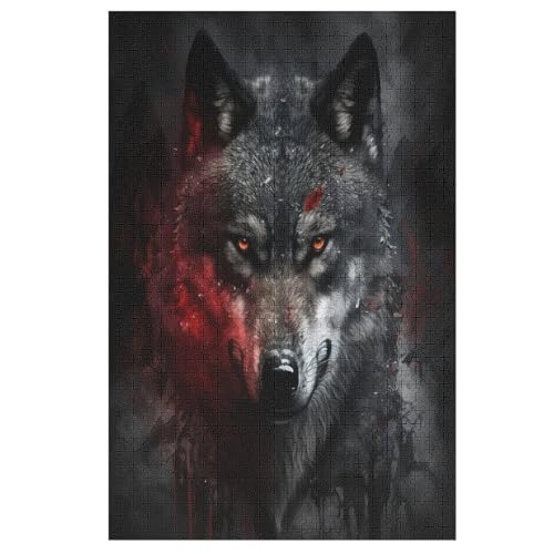 Wolf 1000 Teile Puzzle Für Erwachsene, Herausforderung Puzzles - Familienpuzzle Verringerter Druck Schwieriges Puzzle Rahmen Holzpuzzle Für Erwachsene Kinder 12+ （78×53cm） von AAPZY