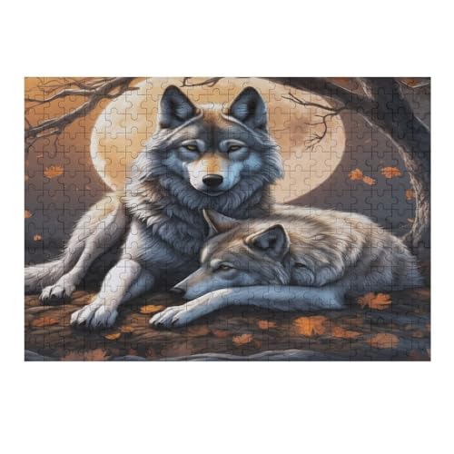 Wolf 300 Teile Puzzle Für Erwachsene, Herausforderung Puzzles - Familienpuzzle Verringerter Druck Schwieriges Puzzle Rahmen Holzpuzzle Für Erwachsene Kinder 12+ （40×28cm） von AAPZY