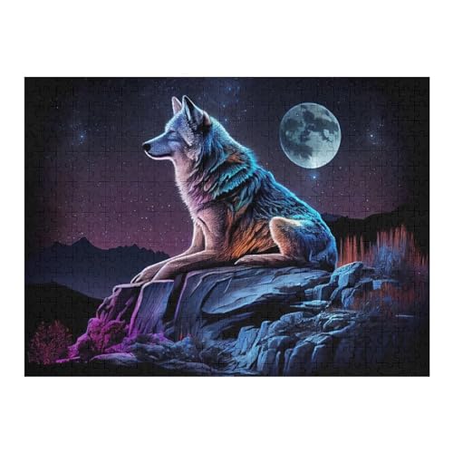 Wolf 500 Teile Puzzle Für Erwachsene, Herausforderung Puzzles - Familienpuzzle Verringerter Druck Schwieriges Puzzle Rahmen Holzpuzzle Für Erwachsene Kinder 12+ （52×38cm） von AAPZY