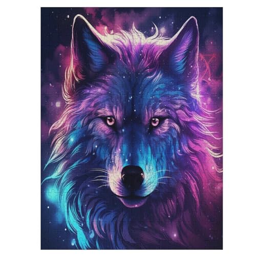 Wolf 500 Teile Puzzle Für Erwachsene, Herausforderung Puzzles - Familienpuzzle Verringerter Druck Schwieriges Puzzle Rahmen Holzpuzzle Für Erwachsene Kinder 12+ （55×41cm） von AAPZY