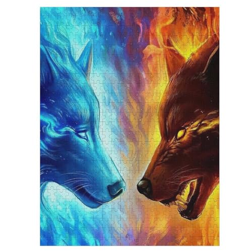 Wolf 500 Teile Puzzle Für Erwachsene, Herausforderung Puzzles - Familienpuzzle Verringerter Druck Schwieriges Puzzle Rahmen Holzpuzzle Für Erwachsene Kinder 12+ （55×41cm） von AAPZY