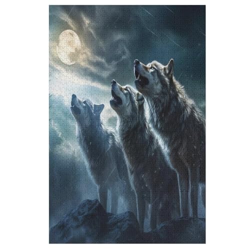 Wolf Holzpuzzle 1000 Stück Puzzles Für Erwachsene Teenager Stress Abbauen Familien-Puzzlespiel Poster 1000-teiliges Puzzle Kinder Lernspiel Spielzeug Geschenk 78×53cm von AAPZY