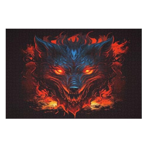 Wolf Holzpuzzle 1000 Teile, Knobelspiele Für Erwachsene, Teenager, Puzzles Unmögliche - Kinder Puzzle Zimmer Deko （75×50cm） von AAPZY