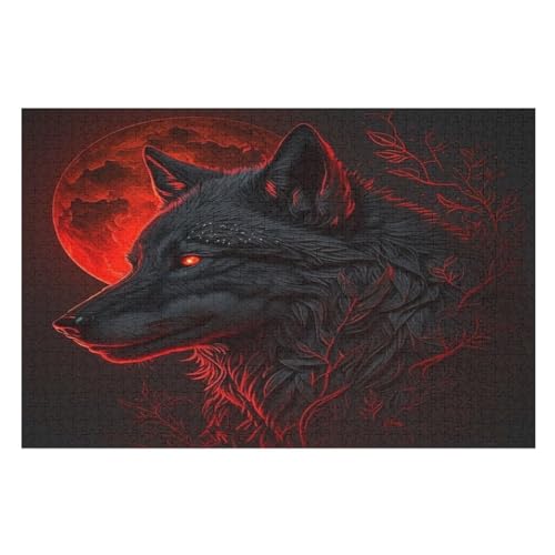 Wolf Holzpuzzle 1000 Teile, Knobelspiele Für Erwachsene, Teenager, Puzzles Unmögliche - Kinder Puzzle Zimmer Deko （75×50cm） von AAPZY