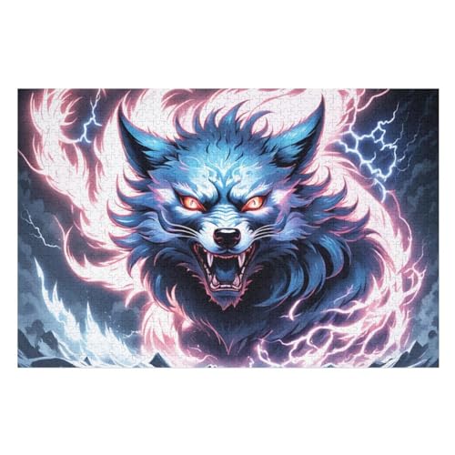 Wolf Holzpuzzle 1000 Teile,Puzzles Für Erwachsene, Impossible Puzzle, Geschicklichkeitsspiel Für Die Ganze Familie,Home Dekoration Puzzle, Puzzle Kinder Legespiel （75×50cm） von AAPZY