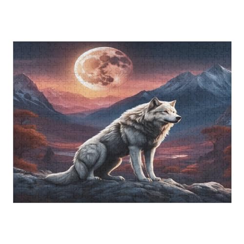 Wolf Holzpuzzle 500 Teile, Knobelspiele Für Erwachsene, Teenager, Puzzles Unmögliche - Kinder Puzzle Zimmer Deko （52×38cm） von AAPZY