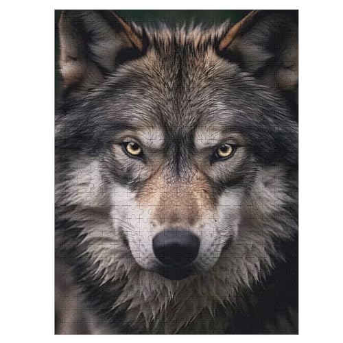 Wolf Holzpuzzle 500 Teile, Knobelspiele Für Erwachsene, Teenager, Puzzles Unmögliche - Kinder Puzzle Zimmer Deko （55×41cm） von AAPZY