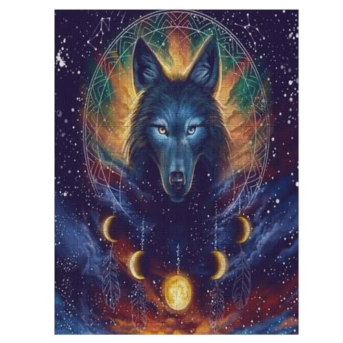 Wolf Holzpuzzle 500 Teile, Knobelspiele Für Erwachsene, Teenager, Puzzles Unmögliche - Kinder Puzzle Zimmer Deko （55×41cm） von AAPZY