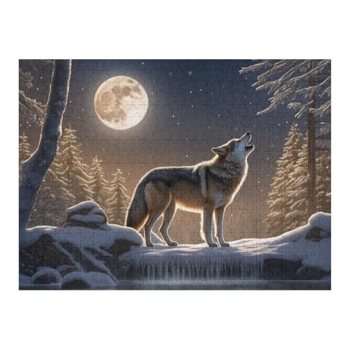 Wolf Holzpuzzle 500 Teile Klassische Puzzles Erwachsene Kinder Puzzle DIY Kit Holzspielzeug Einzigartiges Geschenk Moderne Wohnkultur （52×38cm） von AAPZY