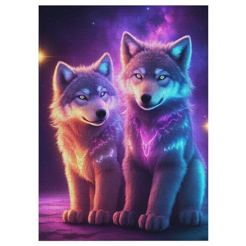 Wolf Holzpuzzle Erwachsene - 300 Teiliges Jigsaw Knobelspiel - Puzzle Für Erwachsene & Kinder - Outdoor & Reisespielzeug - Geduldspiel 42×30cm von AAPZY