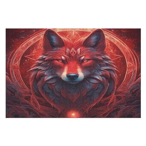 Wolf -Puzzle, 1000 Teile,Holzpuzzle Für Erwachsene Kinder, Lustiges Spielzeug, Denkspiel, Spielzeug, Bildungsspiel, Herausforderung, Pädagogisch, （75×50cm） von AAPZY