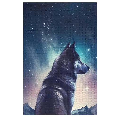 Wolf -Puzzle, 1000 Teile,Holzpuzzle Für Erwachsene Kinder, Lustiges Spielzeug, Denkspiel, Spielzeug, Bildungsspiel, Herausforderung, Pädagogisch, 78×53cm von AAPZY