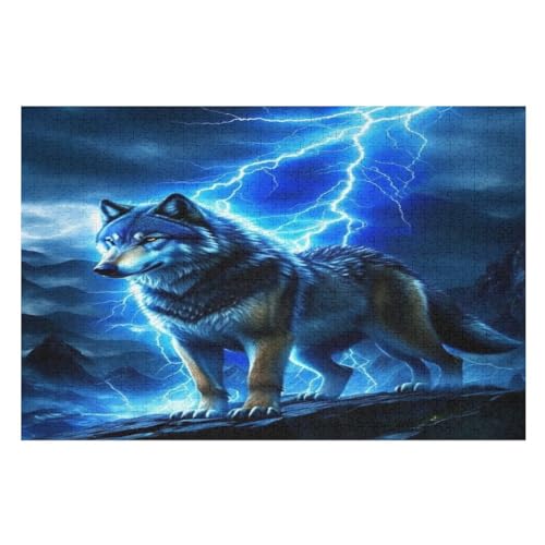 Wolf Puzzle 1000 Teile,Puzzles Für Erwachsene, Impossible Puzzle, Geschicklichkeitsspiel Für Die Ganze Familie, Puzzle Kinder,Holzpuzzle-Geschenk,Raumdekoration, （75×50cm） von AAPZY