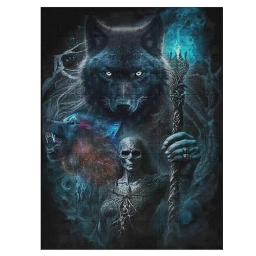 Wolf Puzzle Für Erwachsene,500-teiliges Puzzle,Puzzle Für Erwachsene Und Kinder,Holzpuzzle,Lernspielzeug, （55×41cm） von AAPZY