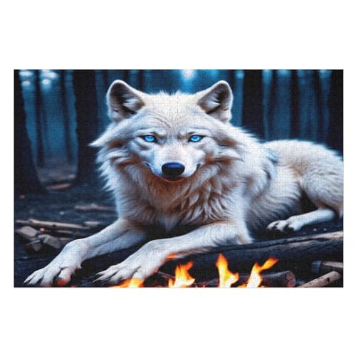 Wolf Puzzle Für Erwachsene 1000 Teile Premium 100% Recyceltes Brett Zum Lernen, Lernspielzeug, Familienspiele Kinder Holzpuzzle （75×50cm） von AAPZY