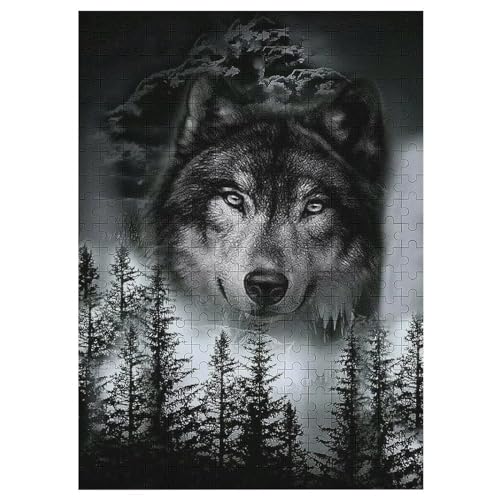 Wolf Puzzle Für Erwachsene 300 Teile Premium 100% Recyceltes Brett Zum Lernen, Lernspielzeug, Familienspiele Kinder Holzpuzzle 42×30cm von AAPZY