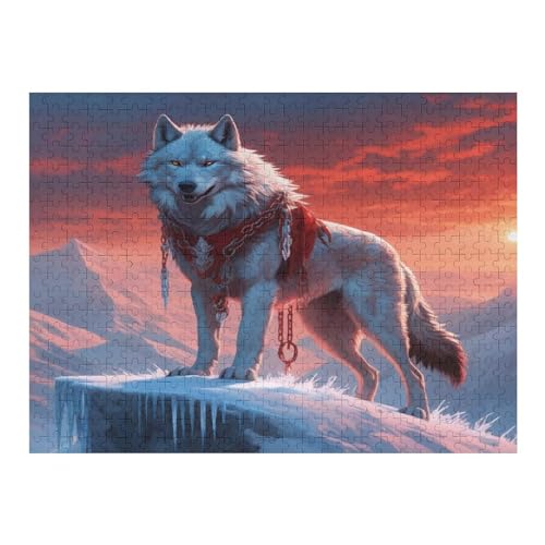 Wolf Puzzle Für Erwachsene 500 Teile Premium 100% Recyceltes Brett Zum Lernen, Lernspielzeug, Familienspiele Kinder Holzpuzzle （52×38cm） von AAPZY