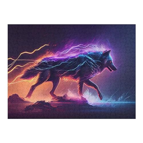 Wolf Puzzles 500 Teile Erwachsener Kniffel Spaß Für Die Ganze Familie - 500 Puzzleteilige Motive, Holzpuzzle Kinder Erwachsene, Impossible Puzzle Schwer （52×38cm） von AAPZY