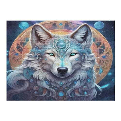 Wolf Puzzles 500 Teile Erwachsener Kniffel Spaß Für Die Ganze Familie - 500 Puzzleteilige Motive, Holzpuzzle Kinder Erwachsene, Impossible Puzzle Schwer （52×38cm） von AAPZY