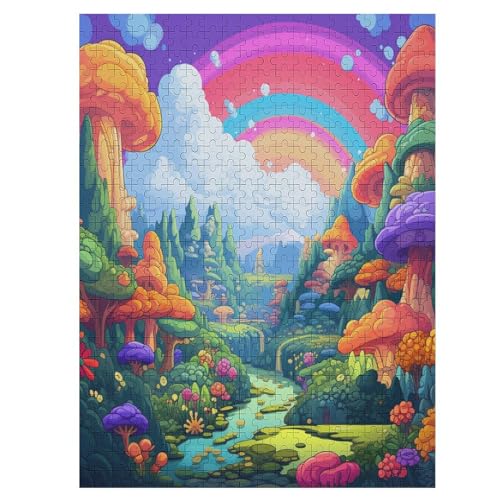 Wunderland 500 Teile Puzzle Für Erwachsene, Herausforderung Puzzles - Familienpuzzle Verringerter Druck Schwieriges Puzzle Rahmen Holzpuzzle Für Erwachsene Kinder 12+ （55×41cm） von AAPZY