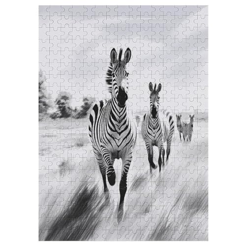 Zebra,300 Teile,Holzpuzzle,einzigartiges Puzzle,kreatives Puzzle,Geschenk Für Erwachsene,Familienspiel,Herausforderungsaktivität,42×30cm von AAPZY