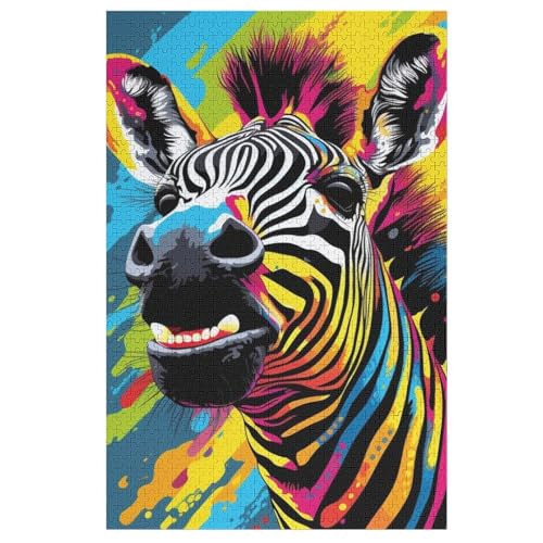 Zebra Holzpuzzle 1000 Stück Puzzles Für Erwachsene Teenager Stress Abbauen Familien-Puzzlespiel Poster 1000-teiliges Puzzle Kinder Lernspiel Spielzeug Geschenk （78×53cm） von AAPZY