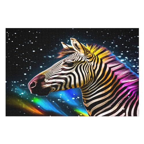 Zebra Holzpuzzle 1000 Teile, Knobelspiele Für Erwachsene, Teenager, Puzzles Unmögliche - Kinder Puzzle Zimmer Deko （75×50cm） von AAPZY