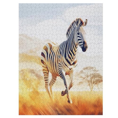 Zebra Holzpuzzle 500 Teile, Knobelspiele Für Erwachsene, Teenager, Puzzles Unmögliche - Kinder Puzzle Zimmer Deko （55×41cm） von AAPZY