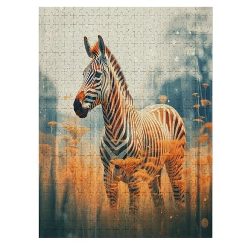 Zebra Holzpuzzle 500 Teile Klassische Puzzles Erwachsene Kinder Puzzle DIY Kit Holzspielzeug Einzigartiges Geschenk Moderne Wohnkultur （55×41cm） von AAPZY