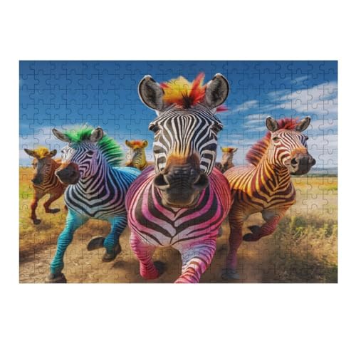 Zebra Holzpuzzle Erwachsene - 300 Teiliges Jigsaw Knobelspiel - Puzzle Für Erwachsene & Kinder - Outdoor & Reisespielzeug - Geduldspiel （40×28cm） von AAPZY