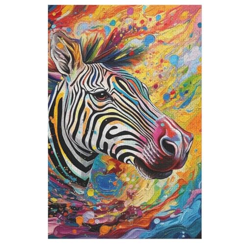 Zebra -Puzzle, 1000 Teile,Holzpuzzle Für Erwachsene Kinder, Lustiges Spielzeug, Denkspiel, Spielzeug, Bildungsspiel, Herausforderung, Pädagogisch, （78×53cm） von AAPZY