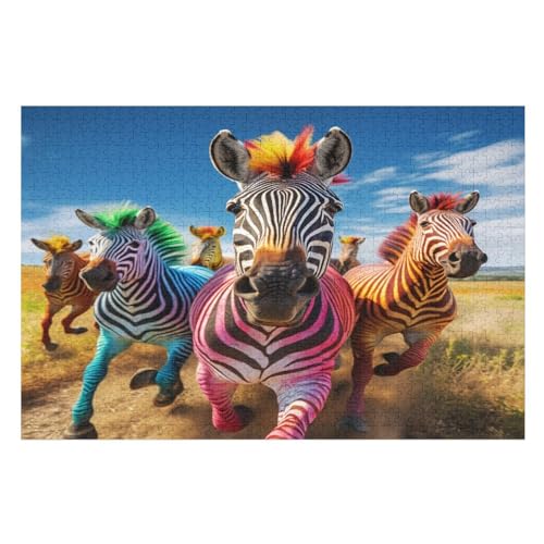 Zebra Puzzles 1000 Teile Erwachsener Kniffel Spaß Für Die Ganze Familie - 1000 Puzzleteilige Motive, Holzpuzzle Kinder Erwachsene, Impossible Puzzle Schwer （75×50cm） von AAPZY