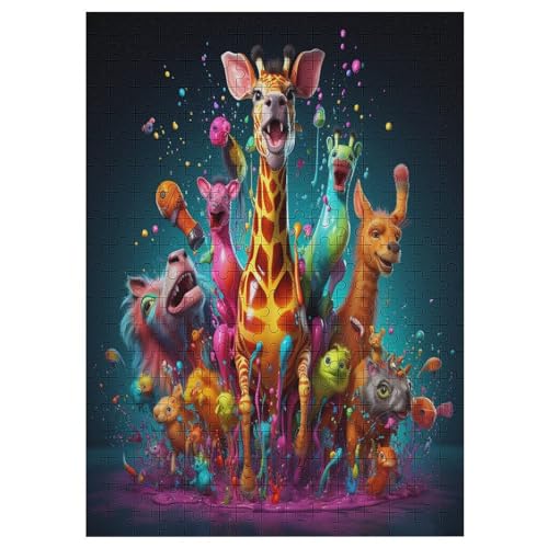 afrikanisches Tiers Puzzle 300 Teile, Holzpuzzle Für Erwachsene, Impossible Puzzle, Geschicklichkeitsspiel Für Die Ganze Familie, Puzzle Farbenfrohes Legespiel Kinder Puzzles 42×30cm von AAPZY