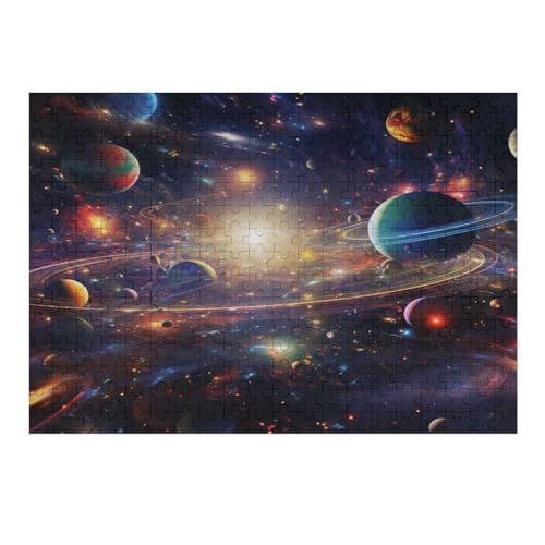 buntes Universum Holzpuzzle 300 Stück Puzzles Für Erwachsene Teenager Stress Abbauen Familien-Puzzlespiel Poster 300-teiliges Puzzle Kinder Lernspiel Spielzeug Geschenk （40×28cm） von AAPZY