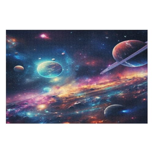 buntes Universum Puzzle Für Erwachsene,1000-teiliges Puzzle,Puzzle Für Erwachsene Und Kinder,Holzpuzzle,Lernspielzeug, （75×50cm） von AAPZY