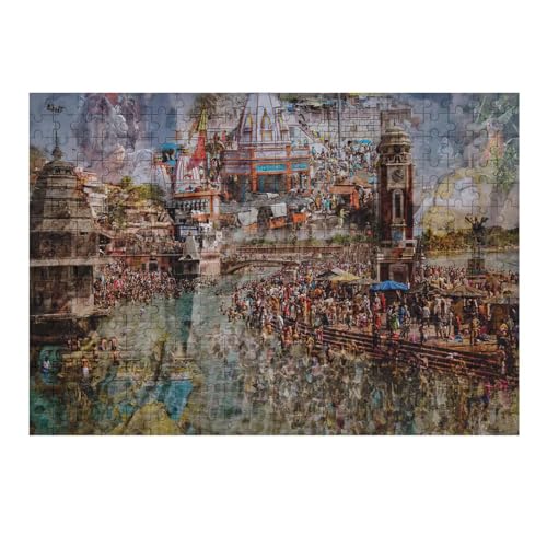 heiliges Indien Holzpuzzle Erwachsene - 300 Teiliges Jigsaw Knobelspiel - Puzzle Für Erwachsene & Kinder - Outdoor & Reisespielzeug - Geduldspiel （40×28cm） von AAPZY