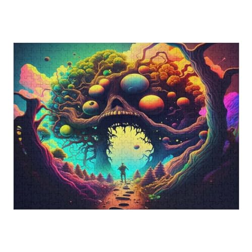 psychedelisches Monster 500 Teile Premium-Puzzles Für Erwachsene Kinder- Holzpuzzles Spaß Und Lernspiele - Perfekte Puzzle-Geschenke （52×38cm） von AAPZY