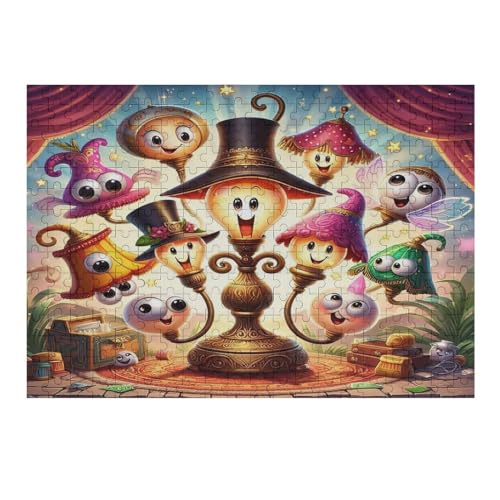 süße Bunte Lichter Holzpuzzle Erwachsene - 300 Teiliges Jigsaw Knobelspiel - Puzzle Für Erwachsene & Kinder - Outdoor & Reisespielzeug - Geduldspiel （40×28cm） von AAPZY